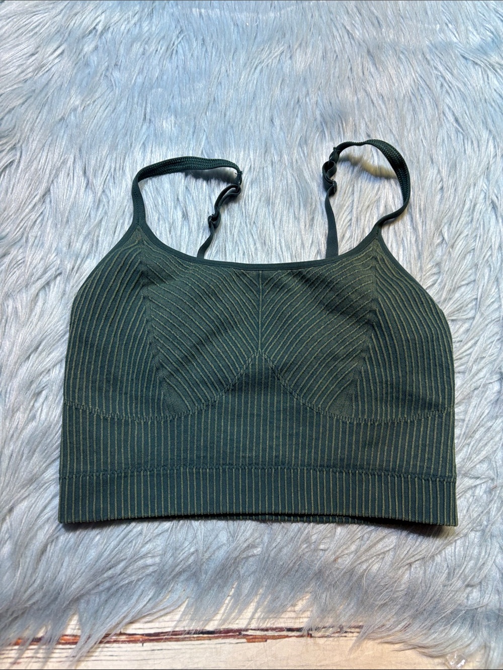Aerie Ribbed Seamless Bralette in Dark Green sz S